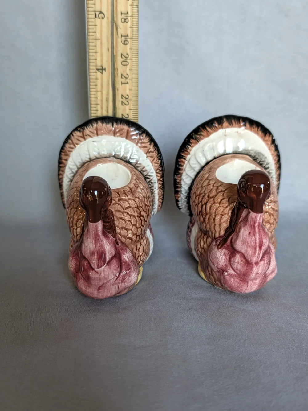 Pair Of Ceramic Turkey Taper Candle Holders Thanksgiving Fall